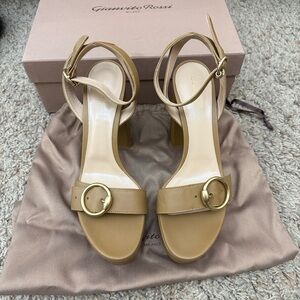 Gianvito Rossi Beige Ankle Strap Heels